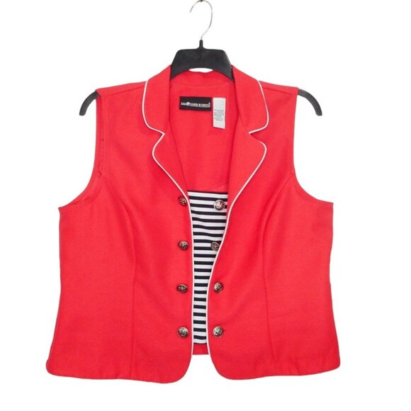 Sag Harbor Top Womens 18 Coral Polyester Sleeveless Layered Look Buttons Career - Picture 3 of 13